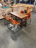 14 Industriele stoelen metaal met lederen kuip, Huis en Inrichting, Ophalen, Gebruikt, Overige kleuren, Metaal
