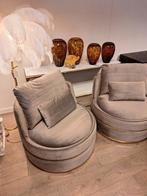 Richmond fauteuil Kylie stone / antraciet met goud, Huis en Inrichting, Fauteuils, Nieuw, 75 tot 100 cm, Stof, 75 tot 100 cm