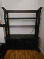 Zwarte massief houten kast - verstelbare planken, Ophalen, Gebruikt
