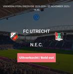 FC Utrecht N.E.C. 2x naast elkaar vak G!, Tickets en Kaartjes, Twee personen