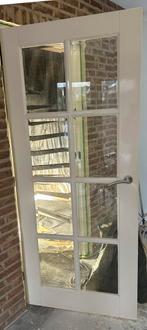 Houten witte landelijke deur met ruiten, Doe-het-zelf en Verbouw, 80 tot 100 cm, Gebruikt, Hout, Ophalen