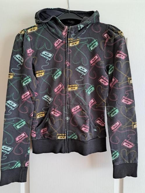 Leuk donker grijs meisjes vest met leuke figuren maat 170, Kinderen en Baby's, Kinderkleding | Maat 170, Zo goed als nieuw, Meisje