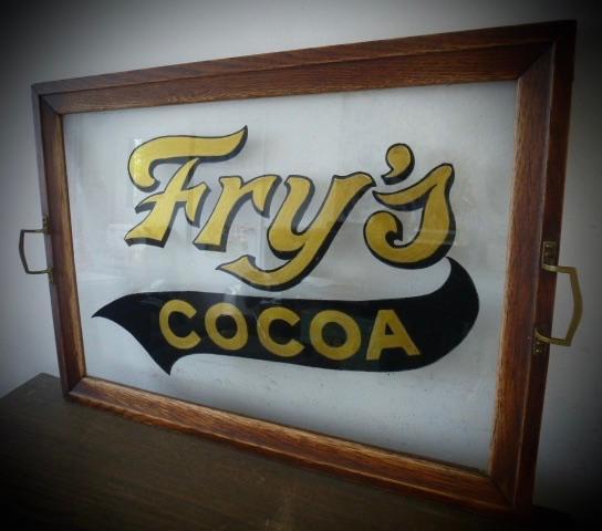 Handbeschilderd glazen dienblad / reclamebord / Fry's Cocoa, Verzamelen, Merken en Reclamevoorwerpen, Nieuw, Reclamebord, Ophalen of Verzenden