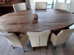 6 leren Eetkamerstoelen, Vijf, Zes of meer stoelen, Gebruikt, Metaal, Wit