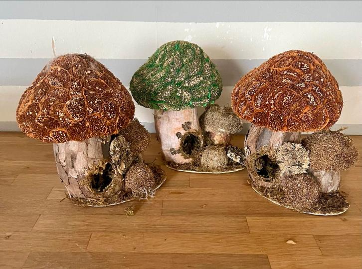 Houten Herfst Decoratie - Paddestoelen, Huis en Inrichting, Woonaccessoires | Wanddecoraties, Zo goed als nieuw, Ophalen of Verzenden