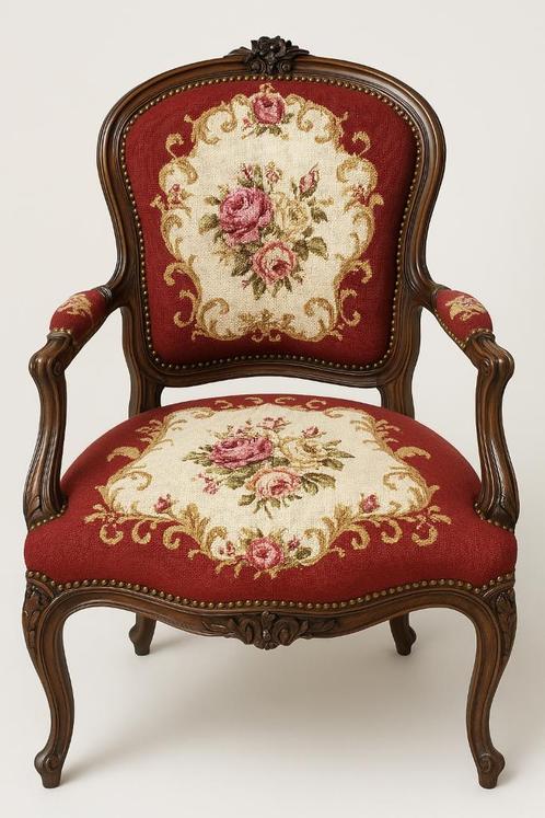 'Rococo' fauteuil – erfstuk vol karakter met verhaal, Huis en Inrichting, Fauteuils, Gebruikt, Hout, Stof, Ophalen