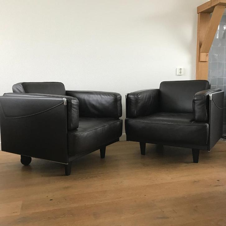2 IZGS Poltrona Frau Twice Mignon bruin leer fauteuil stoel, Huis en Inrichting, Fauteuils, Zo goed als nieuw, Leer, 50 tot 75 cm