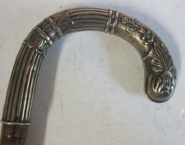 antieke verzilverde wandelstok bloemenmotief 267, Antiek en Kunst, Curiosa en Brocante, Verzenden