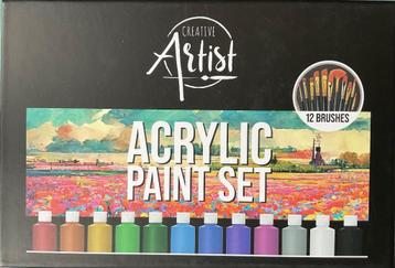 ACRYL PAINTING SET MET BRUSHES beschikbaar voor biedingen