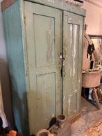 Oude groene houten locker kast - Mentha Brocante, Gebruikt, Ophalen of Verzenden