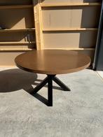 Ronde eettafel tekoop! bruin, 1,30m, goeie staat, Ophalen, Gebruikt, Rond, Vijf personen of meer