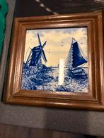 Delfts Blauw Tegeltje in Houten Lijst, Antiek en Kunst, Antiek | Wandborden en Tegels, Ophalen of Verzenden