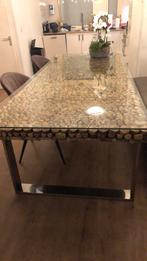 Super mooie. Eethoek. Van drijfhout met glasplaat, Huis en Inrichting, Tafels | Eettafels, Glas, 200 cm of meer, Ophalen of Verzenden