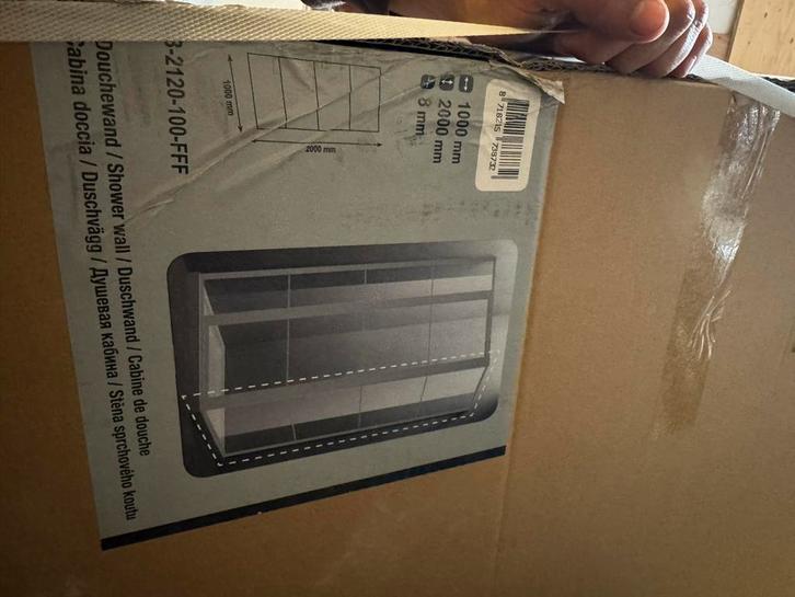 Nieuwe Douchewand 100x200cm, Doe-het-zelf en Verbouw, Sanitair, Nieuw, Douche, Glas, Ophalen of Verzenden