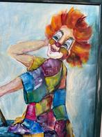 Leuk en vrolijk vrouwelijk  clown schilderij, Ophalen of Verzenden
