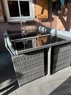 6 persoons tuinset met 4 bijpassende poefjes, Ophalen, Hocker, Rotan, 6 zitplaatsen