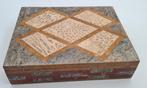 Antiek hout met marmer marqueterie art deco doosje, Ophalen of Verzenden