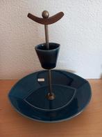 Zenith Gouda serveerschaal gemerkt etagère petrolblauw, Huis en Inrichting, Keuken | Servies, Gebruikt, Keramiek, Ophalen of Verzenden