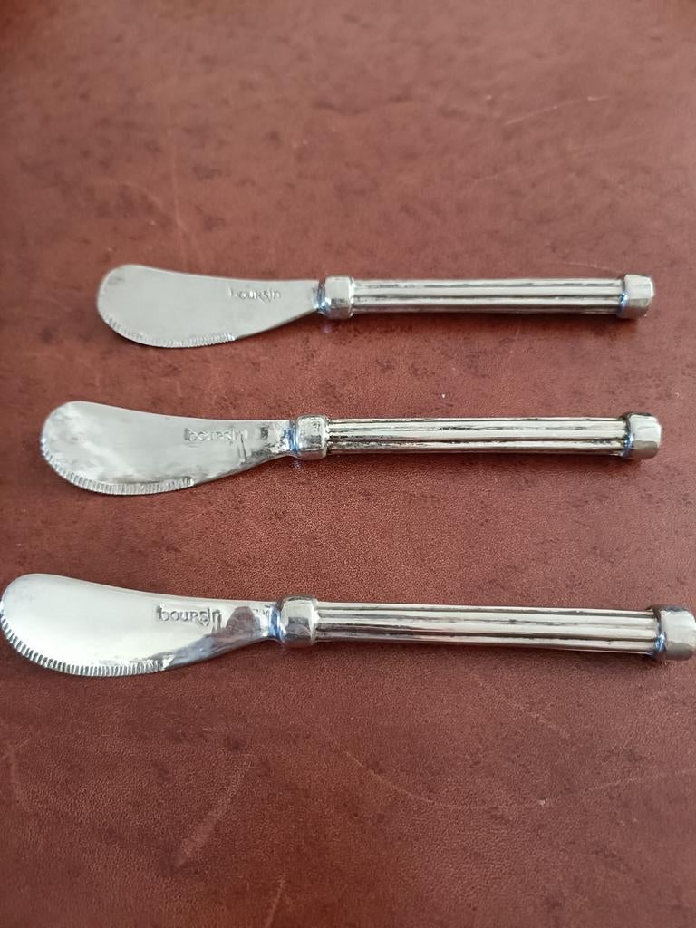 Oud ( verzilverd) Boursin mesjes, Ophalen of Verzenden, Gebruikt, Zilver, Los bestek