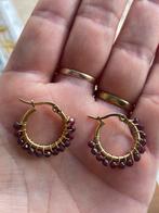 Prachtige creolen met natuurlijk granaat, 18k verguld rvs., Verzenden, Nieuw