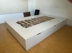 NORDLI Bedframe met opberglades, wit, 140x200 cm, Huis en Inrichting, Slaapkamer | Bedden, Ophalen, Gebruikt, Wit, 140 cm