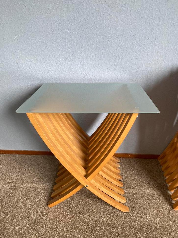 Set bijzettafels RETRO/Vintage Ikea EKEBERG, Huis en Inrichting, Tafels | Bijzettafels, Zo goed als nieuw, Rechthoekig, 45 tot 60 cm