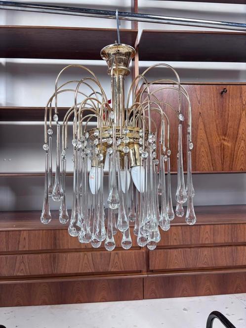 Vintage teardrop kroonluchter lamp, Huis en Inrichting, Lampen | Kroonluchters, Gebruikt, Ophalen