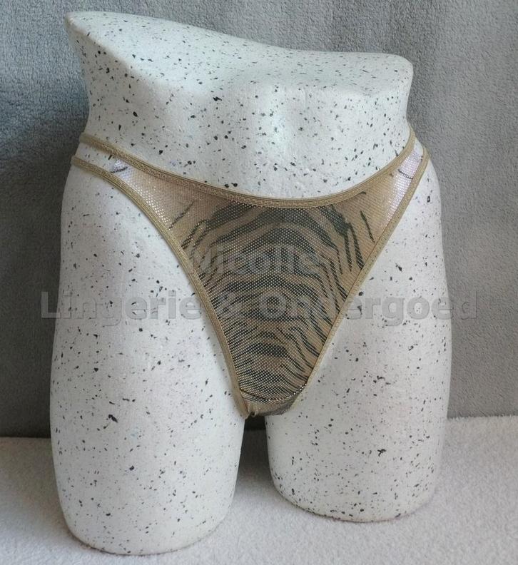 String Tijger goud maat S - M - L (238), Kleding | Dames, Ondergoed en Lingerie, String, Overige kleuren, Ophalen of Verzenden