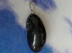 Gepolijste zwarte toermalijn hanger + Zwart leren waxcoard, Overige voorstellingen, Verzenden, Zwart, Nieuw