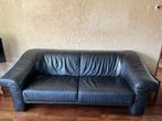 Moderne zwart leren bank, Ophalen, Gebruikt, Minder dan 75 cm, Tweepersoons