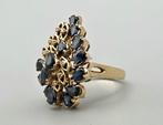 Gouden vintage ring edelsteen saffier en diamanten. 2025/798, Sieraden, Tassen en Uiterlijk, Ringen, Blauw, ., Ophalen of Verzenden
