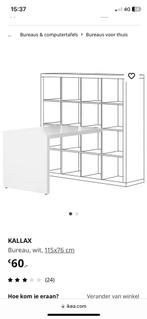 Ikea bureau KALLAX 115 x 76 cm, wit, Huis en Inrichting, Kasten | Wandmeubels, Zo goed als nieuw, Ophalen