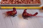 2 kerst vogeltjes op knijper voor kerstboom kerststukje, Ophalen of Verzenden, Gebruikt