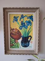 schilderij op canvas blauw geel groen tinten iris, Ophalen