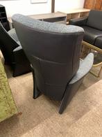 Blauw stoffen/leren relax fauteuil, Ophalen, ., 75 tot 100 cm, Zo goed als nieuw