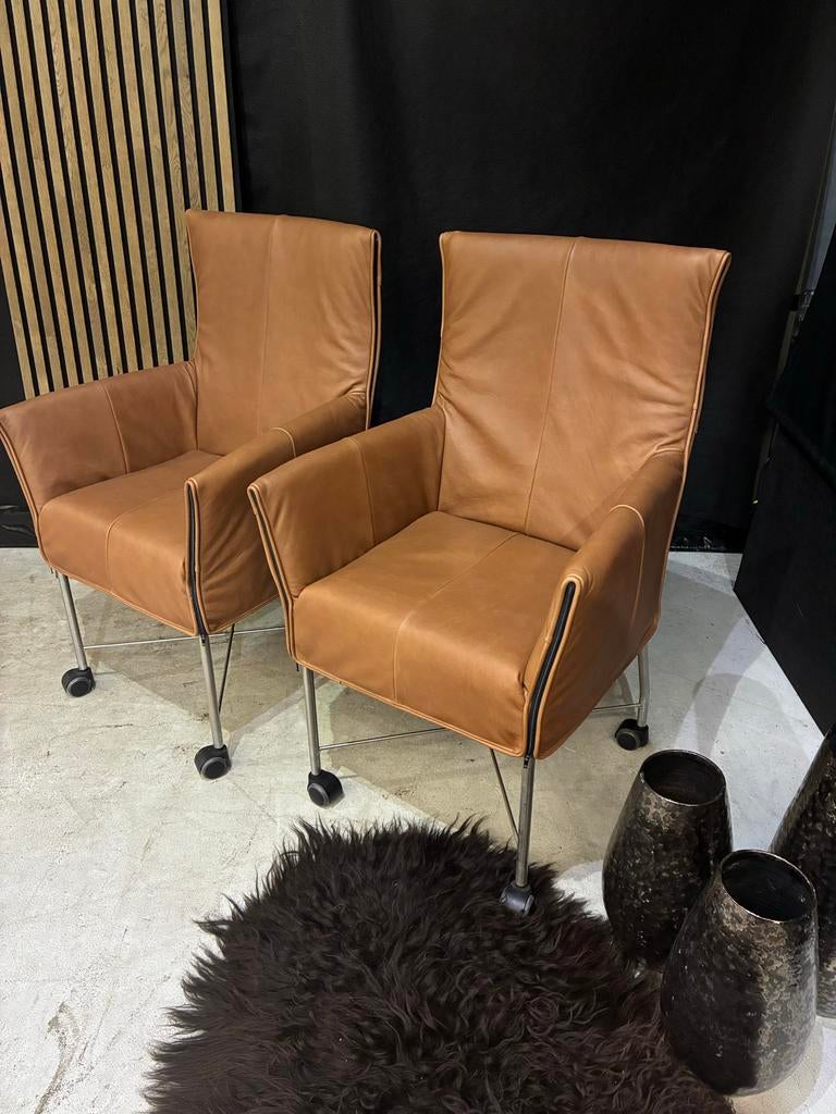 2 Montis Chaplin leren fauteuils - zo goed als nieuw