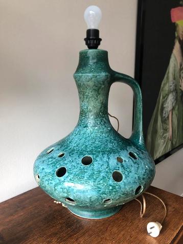 Vintage tafellamp groen keramiek  beschikbaar voor biedingen