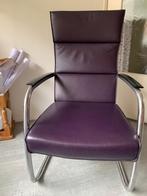 Leren fauteuil metalen u-poten, Huis en Inrichting, Fauteuils, Ophalen, Minder dan 75 cm, Zo goed als nieuw, Metaal