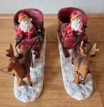 2 stuks Kerstman met rendier waxinelichtjeshouder, Diversen, Kerst, Ophalen
