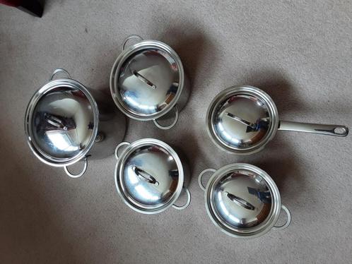 Spring pannenset gas/elektra/keramisch, Huis en Inrichting, Keuken | Potten en Pannen, Gebruikt, Pannenset, Rvs, Ophalen of Verzenden