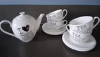 Riverdale - theepot + 4 theekoppen met schotels, Ophalen, Zo goed als nieuw, Overige stijlen, Kop(pen) en/of Schotel(s)
