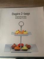 Etagère 2-laags Porselein, Ophalen, Porselein of Keramiek, Schaal, Vierkant