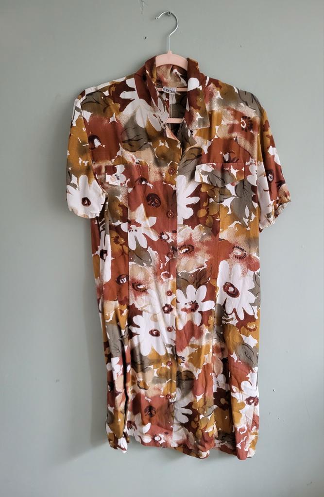 Vintage Bloemen Blouse Jurk - Maat L, Kleding | Dames, Blouses en Tunieken, Gedragen, Maat 42/44 (L), Overige kleuren, Ophalen of Verzenden