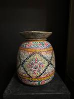 Originele oude melkpot handbeschilderd, waterkruik vaas, Ophalen of Verzenden