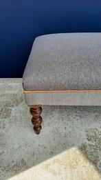 Grote landelijke vintage hocker, nieuwe stoffering, bankje, Ophalen, Gebruikt, Vintage, 100 tot 125 cm