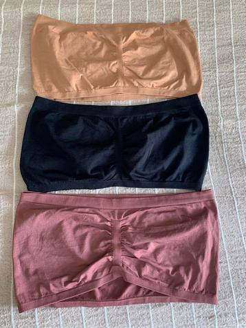 3 bandeau strapless bh’s XXL 90/95 C/D zwart nude bruin beschikbaar voor biedingen