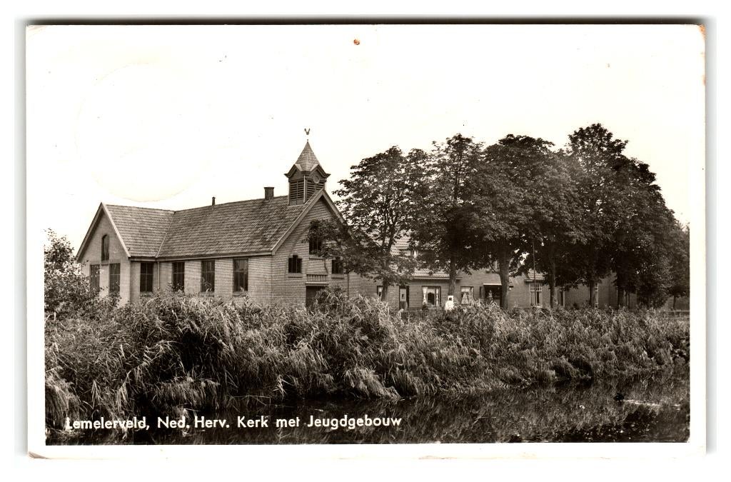 Lemelerveld, Ned. Herv. Kerk met Jeugdgebouw, Ophalen of Verzenden, 1940 tot 1960, Gelopen, Overijssel