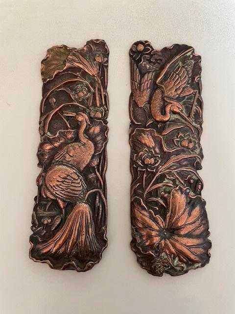 Antieke Japanse boekenlegger koper . Paradijsvogel lotus, Antiek en Kunst, Antiek | Koper en Brons, Koper, Ophalen