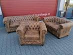 chesterfield model Londen 3-zits / 2-zits / fauteuil, Huis en Inrichting, Banken | Bankstellen, Nieuw, 150 tot 200 cm, Rechte bank