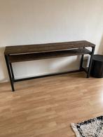 Stoere zware sidetable met ijzeren onderstel, Ophalen, 100 tot 150 cm, Zo goed als nieuw, 25 tot 50 cm